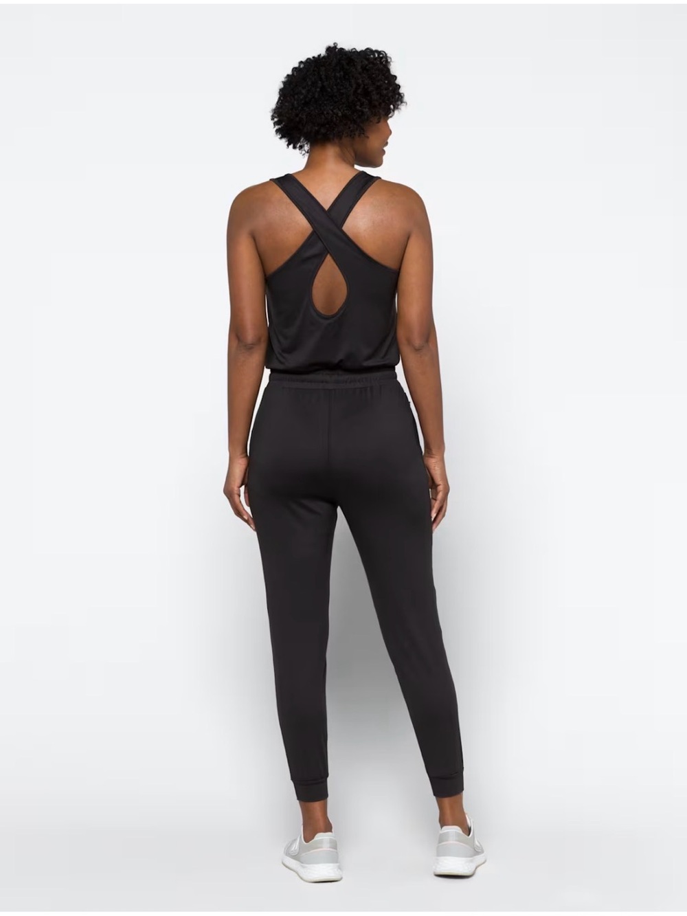 We Wander Black Sleeveless Utility Jumpsuit with Drawstring Waist Racerback